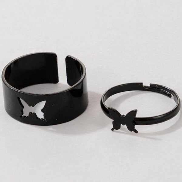 Black Butterfly Couple Ring - Lifestyle