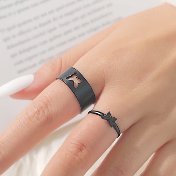 Black Butterfly Couple Ring - Lifestyle