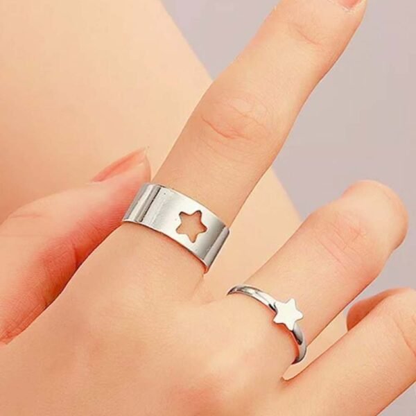 Silver Star Couple Ring